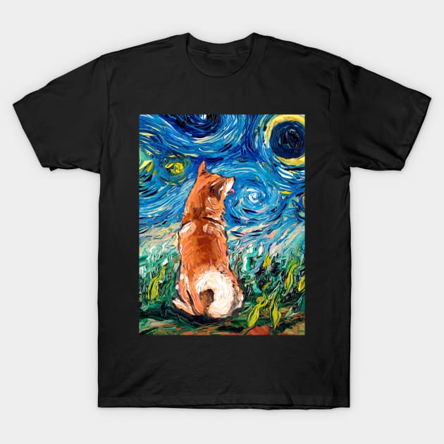 Shiba Inu Night T-Shirt by sagittariusgallery